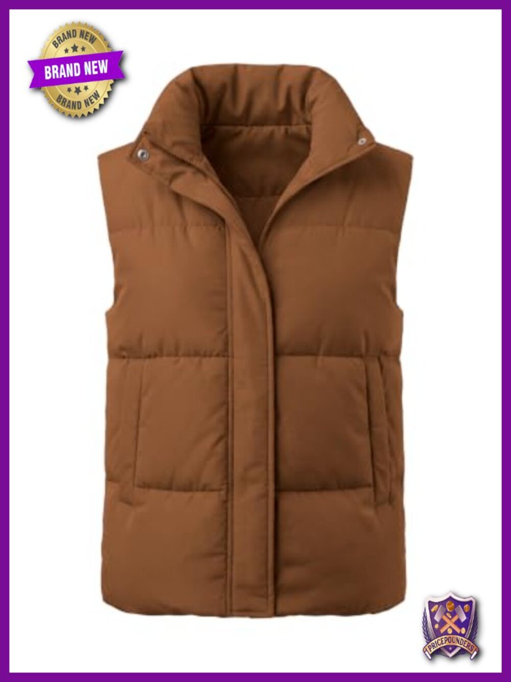 Women's Lightweight Puffer Vest Stand Collar Sleeveless Zip Up Padded